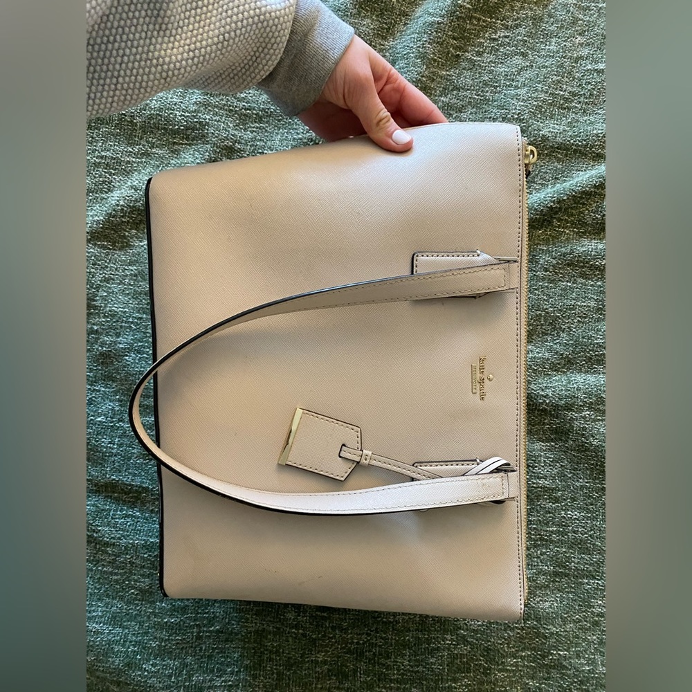 kate spade Cream Leather Shoulder Tote